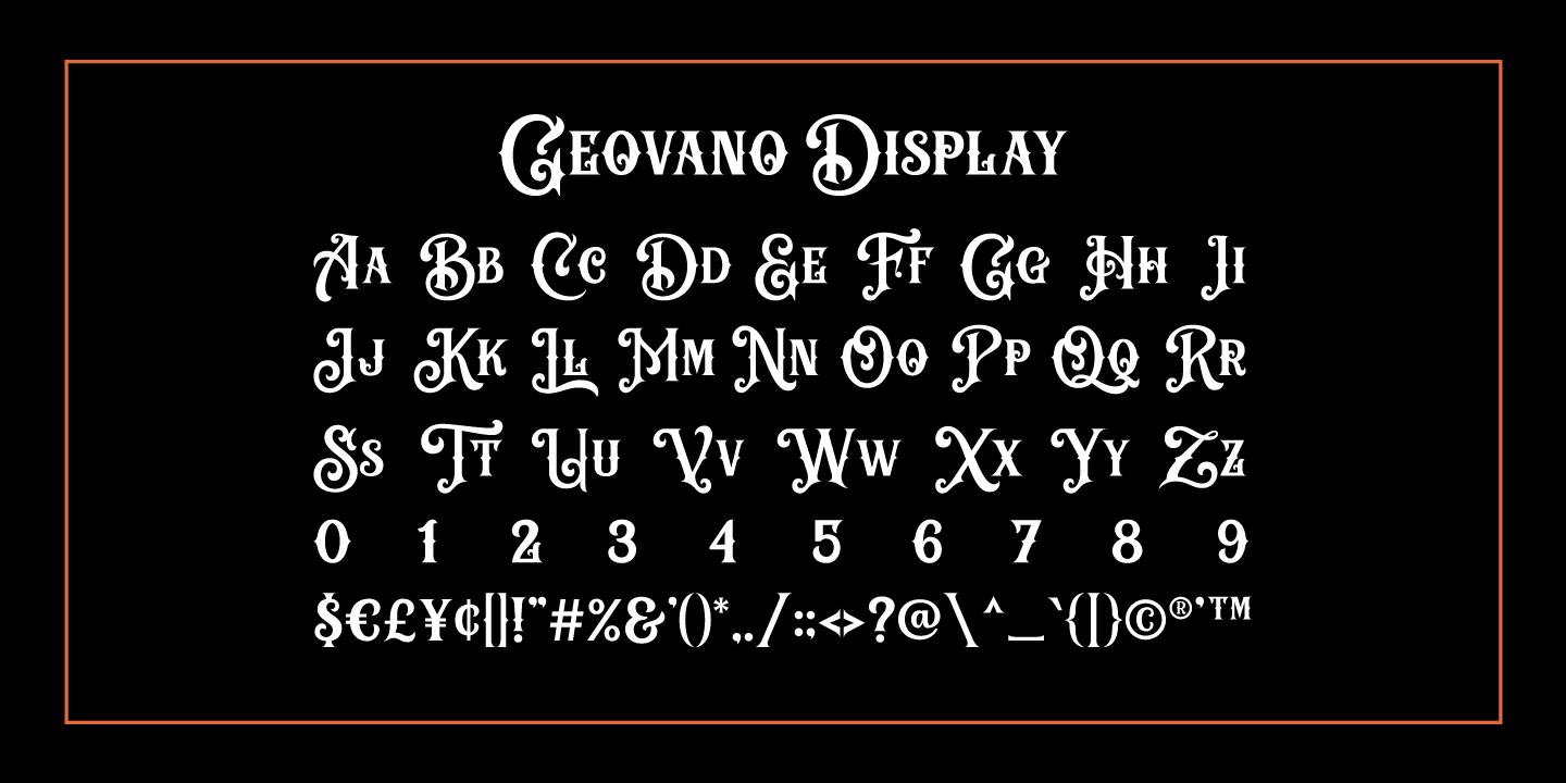 Przykład czcionki Geovano Display Regular